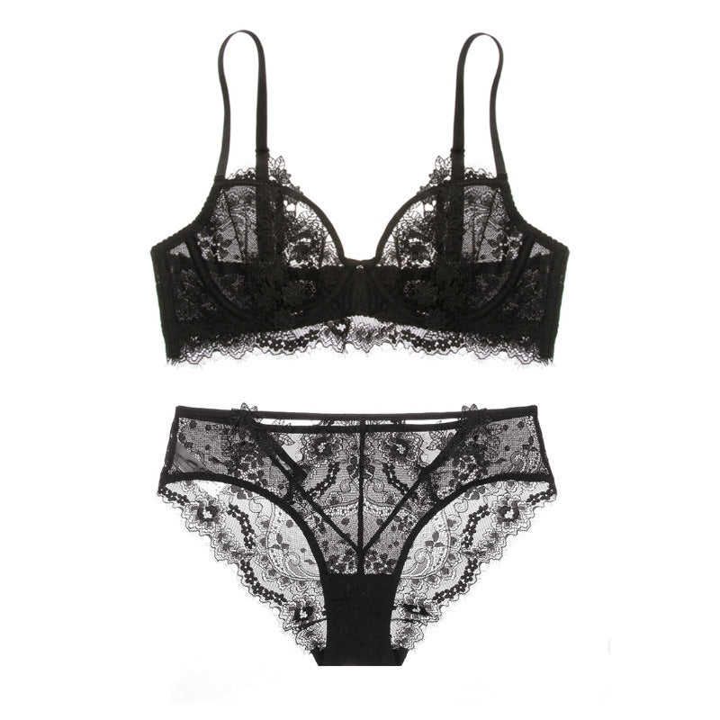 Sexy Think Sheer Underwire Low Cut Lace Bra Lingerie and Panty Set – JB  Secret